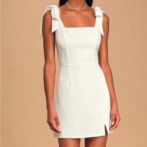 LULUS Your Sweetie White Tie Strap Mini Dress